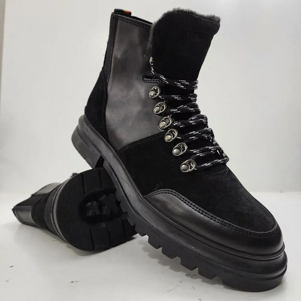 KURT GEIGER Boots VIPER HIKER Mens Size EU 43/US 10 Black Leather Suede Combat